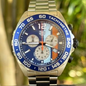 Tag Heuer F1 Gulf Chronograph Special Edition CAZ101N w/ BOTH Strap & Bracelet